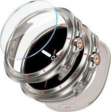 3 in 1 Metal Case for Samsung Galaxy Watch 8 Screen Protector 44Mm, Stainless St