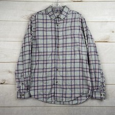 Goodfellow  Co Flannel Shirt Mens M Gray Plaid Soft Cozy Button Up Cotton