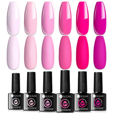 UR SUGAR Pink Gel Nail Polish Set, 6 Colors Valentine'S Hot Pink Gel Polish Set,