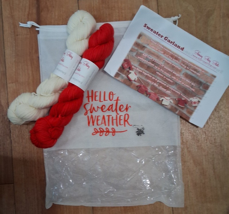 Stunning String Studio"Sweater Garland"w/yarn, pattern,stitch marker