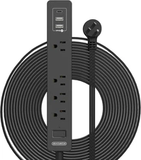 Flat Extension Cord 15 Ft,  Ultra Thin Flat Extension Cord under Carpet, Rug, Do