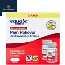 Equate Extra Strength Acetaminophen Pain Reliever Caplets, 500mg, 200 Count