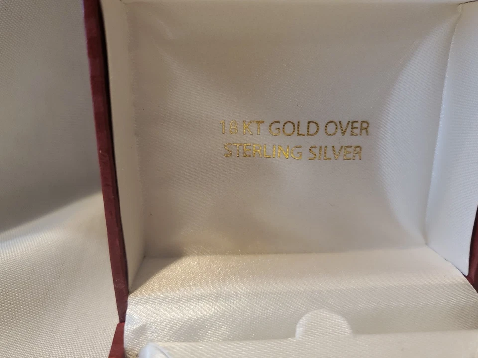 18K Gold over Silver Sapphire Diamond Accent Past Present Future Necklace Q19 - Image 3 of 4