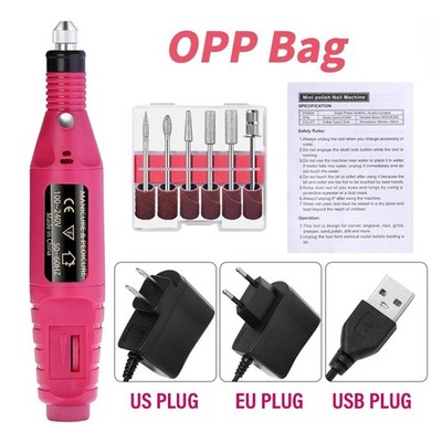 Electric Nail Drill File Acrylic Art File Manicure Pedicure Portable Machine Kit