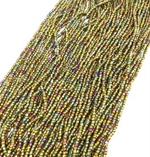 12/0 3Cut Czech Met Gold Iris Glass Seed Beads-full Hank