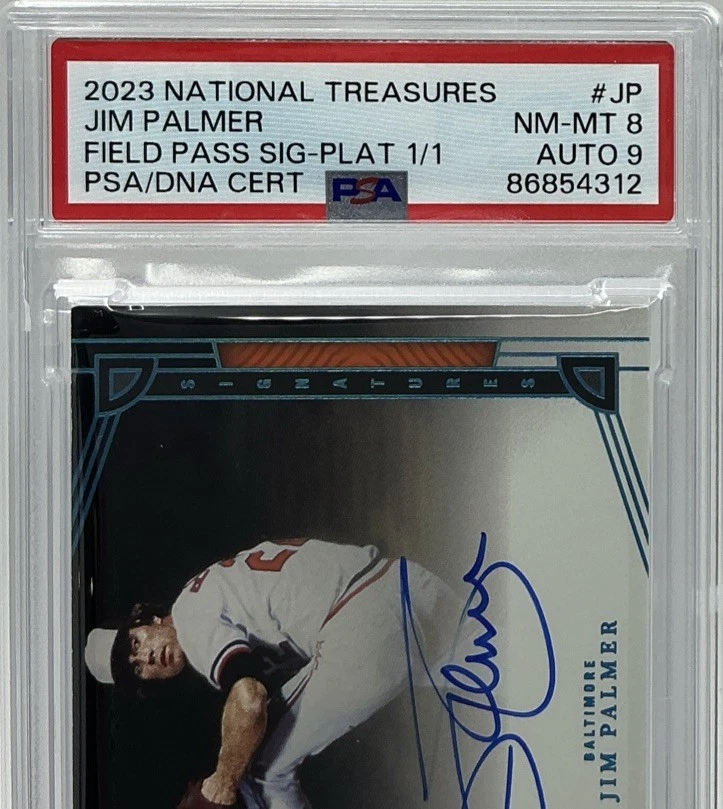 Jim Palmer One of One Auto PSA. 8/9-2023 National Treasures Platinum 1/1 Oriole Foto 2 de 4