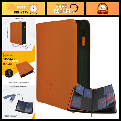 Premium 4-Pocket Card Binder with Zipper for 160 Trading Cards - Side Load, Oran