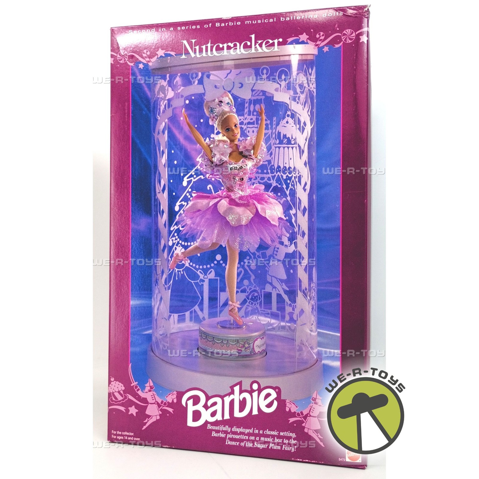 Nutcracker Sugar Plum Fairy Barbie Ballerina Doll & Music Box Mattel 1991 #5472