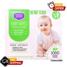 Berkley Jensen Baby Wipes Green Tea Cucumber, Hypoallergenic, 1080 Ct, 12 Pack