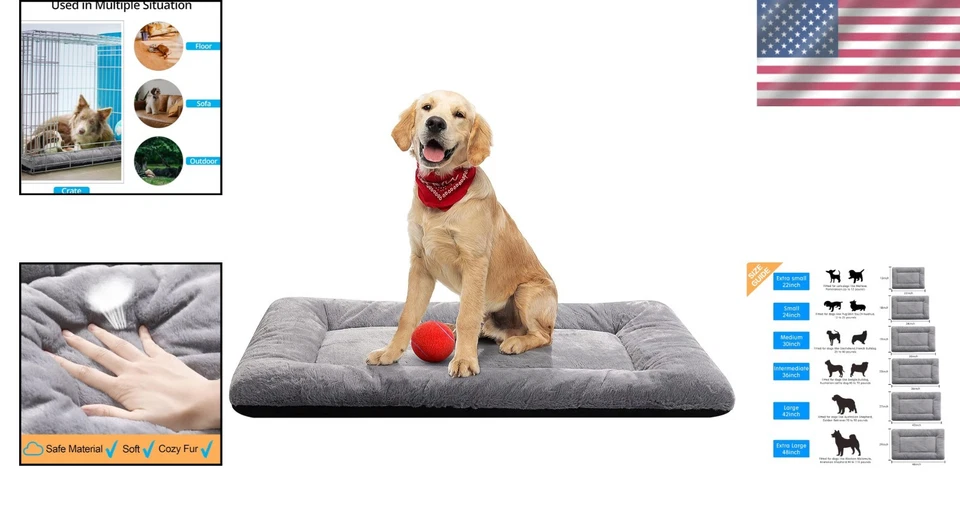 Almohadilla para jaula para perros cómoda y fácil de limpiar 36"x23" - Alfombra antideslizante de piel sintética para mascotas Foto 2 de 4