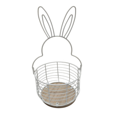 Geschenkkorb Osterhase rund Metalldraht Aufbewahrung weiß
