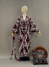Uzbek ikat chapan/Cotton jacket/Boho ikat coat/Ethnic abaya cape/Tribal kimono