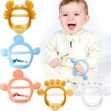 5 Pcs Baby Hand Teether Toys for 0-6 and 6-12 Months Toddler Christmas Silicone