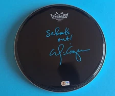 ALICE COOPER SCHOOLS OUT Signed 13" DRUM HEAD BAS WITNESS Autographed 
