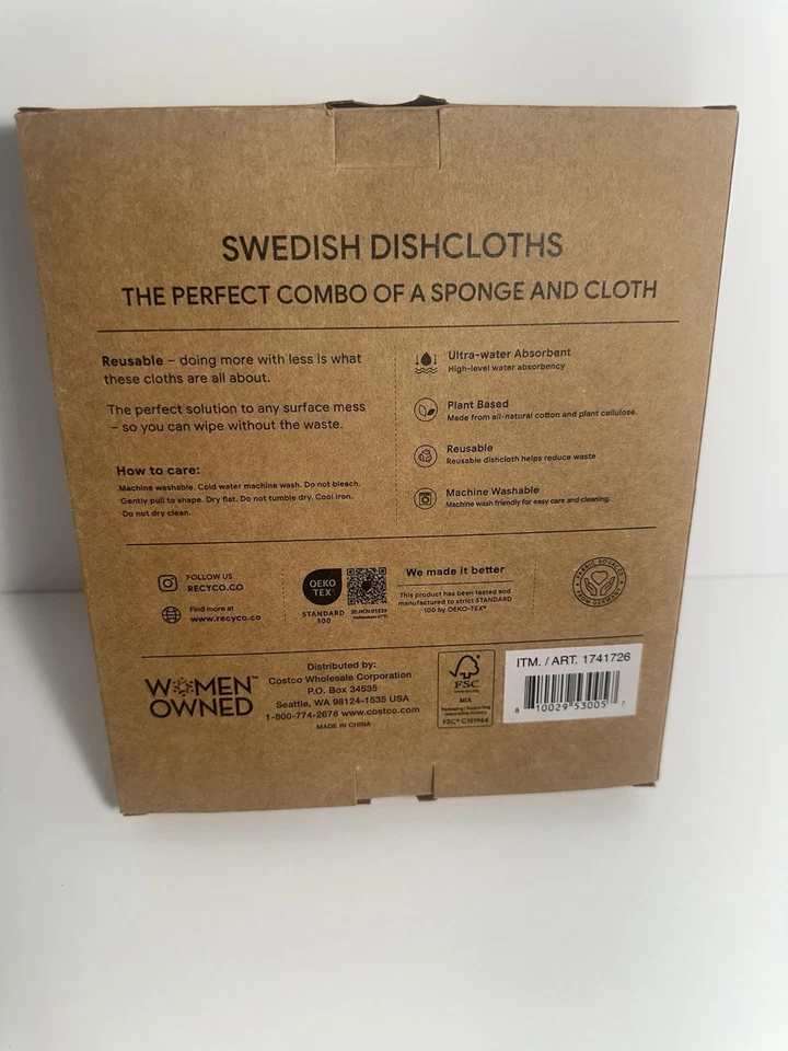 Paquete de 12 paños de cocina suecos - Combo perfecto de esponja y tela patrón surtido Foto 3 de 4