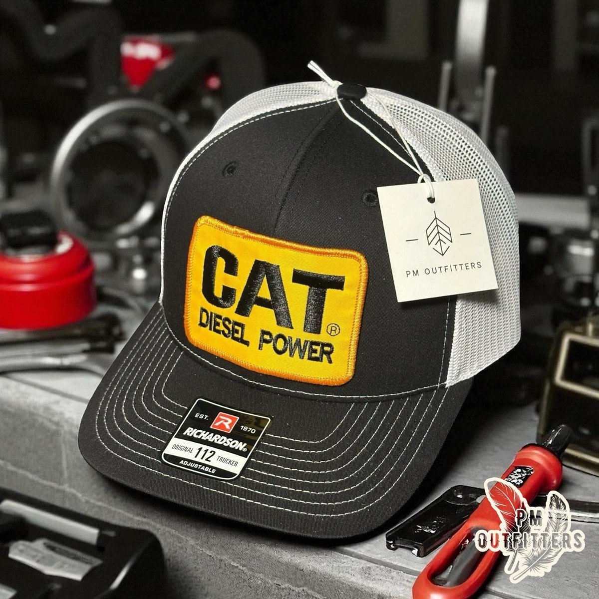Retro Hat CAT Diesel Power Embroidered Patch Flat Bill Trucker Mesh Blue Collar DIESEL POWER FLAT BILL PATCH HAT main image 3