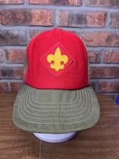Vintage Boy Scouts Of America BSA USA Made Fleur De Lis Red Snapback Hat Adult