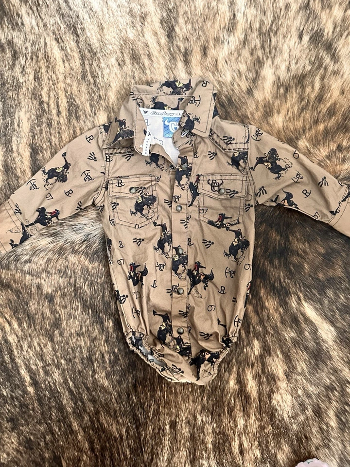 男孩 婴儿 6 个月 连体衣 格子 法兰绒 牛仔五金 西部国家 — 第 2/4 张图片