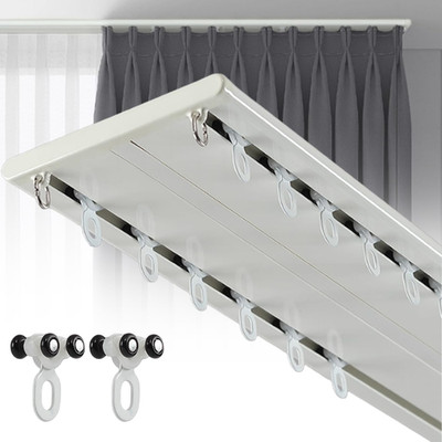 Double Row Curtain Track, Silent Aluminum Alloy Ceiling Curtain Track System, He