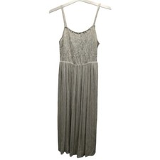 Old Navy Women's Size Medium Cream Gray Striped Geometric Smocked Cami Dress
