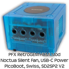 Genuine Nintendo GameCube DOL-001 PixelFX HDMI GC RetroGEM Shiny Ice Blue Blue