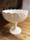 Vintage Indiana White Milk Glass Tear Drop Compote Pedestal Candy Planter Dish