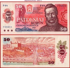 CZECHOSLOVAKIA 50 KORUN 1987 Prefix F P 96a UNC free shipping from 100$
