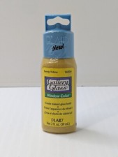 Sunny Yellow Plaid Gallery Glass Window Color 2 oz , No. 16004 New Sealed