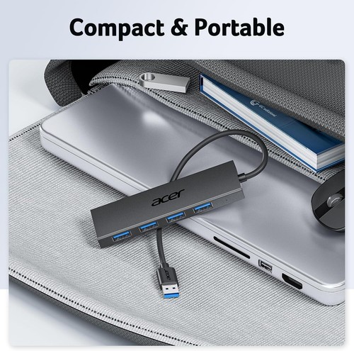 USB Hub 4 Ports, Multiple USB 3.0 Hub, USBA Splitter for Laptop with Type C Powe - Picture 8 of 11