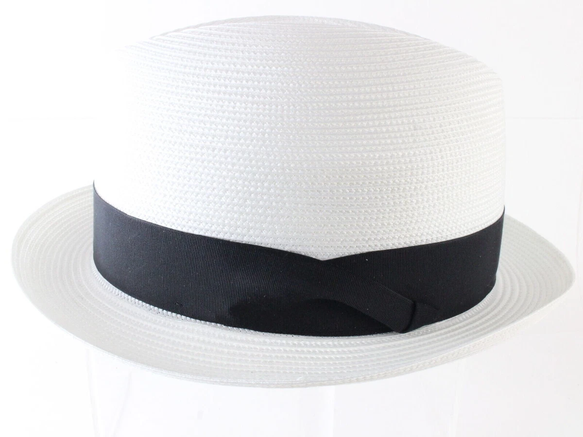 Dobbs Fifth Avenue (NY) Hat Straw Fedora Panama Black Band Size Small Wimdream Women Wide Brim Paper Straw Fedora Hat with Black  main image 2