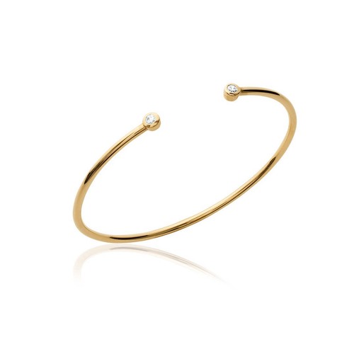 Bracelet Jonc Ouvert Zirconium Plaqué Or Rose 18 Carats - Bijoux Femme - Neuf Avec étiquette