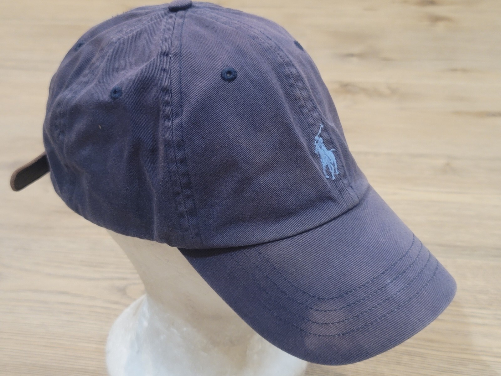 PONY Cappello berretto Polo Ralph Lauren vintage con cinturino in pelle blu navy anni 2000 Y2K LEGGI!!