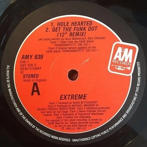 EXTREME Hole Hearted Vinyl Record Single 12 Inch A&M 1991 Box Set & Poster Rock - Image 2 of 4