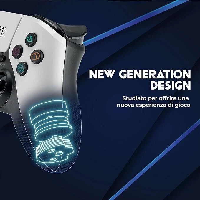 CONTROLLER DR1TECH SHOCKPAD per PS4 E PS4 pro / PC Wireless BT BIANCO - Immagine 4 di 4