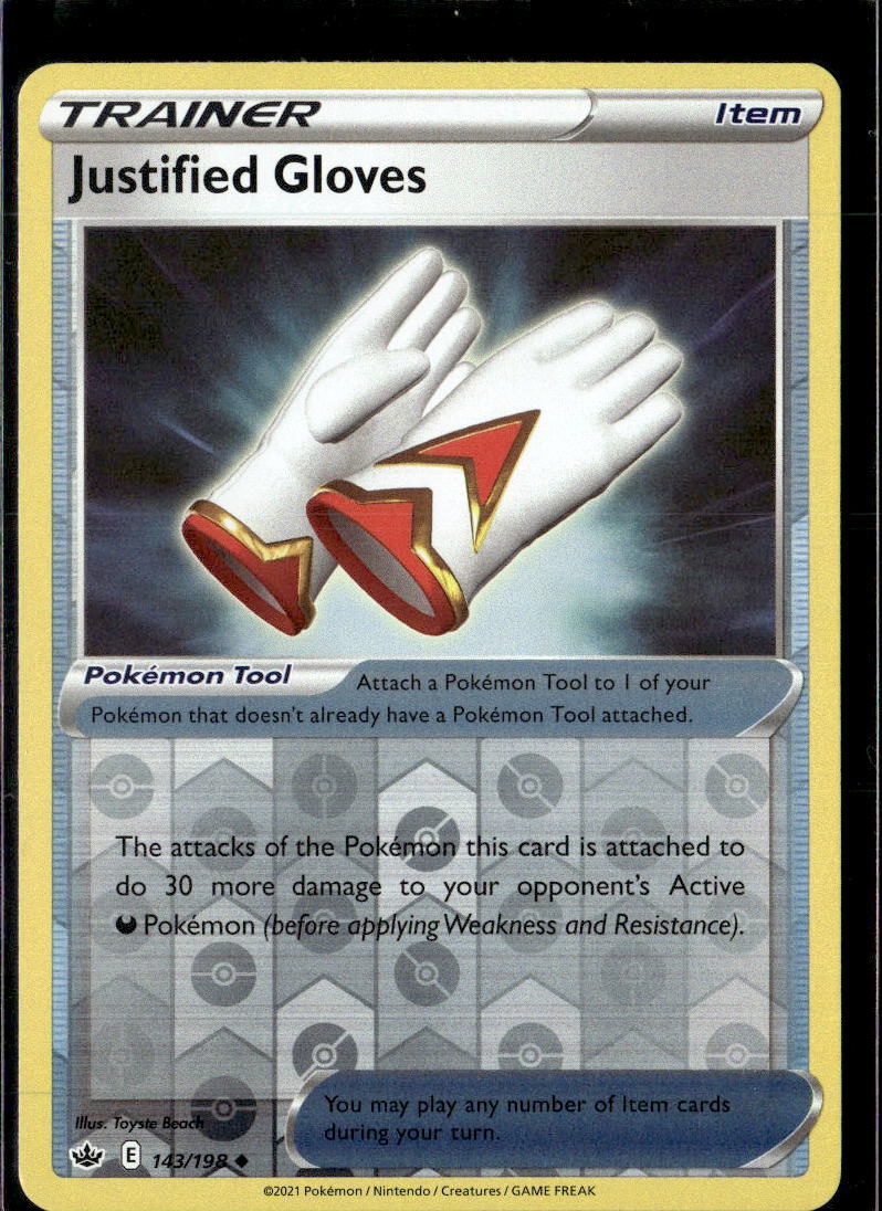 Pokemon Justified Gloves 143/198 Chilling Reign Reverse Holo 4 Card Lot