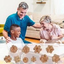10pcs/Set Wooden Puzzles IQ Puzzle Mind Brain Teaser 3D Educational Game Toys