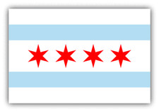 Chicago City Flag Car Bumper Sticker Decal