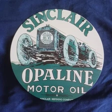 8" Round Metal Sign Man Cave Wall Art Garage Bar Gas Station Opaline Motor Oil