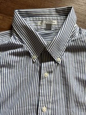 Geoffrey Beene Button Down Large Shirt Wrinkle Free 16 34/35 Pinstripe E514