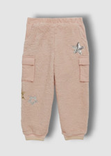  68 Hannah Banana Kid's Girl's Pink Faux-Sherpa Star Jogger Pants Size 3T