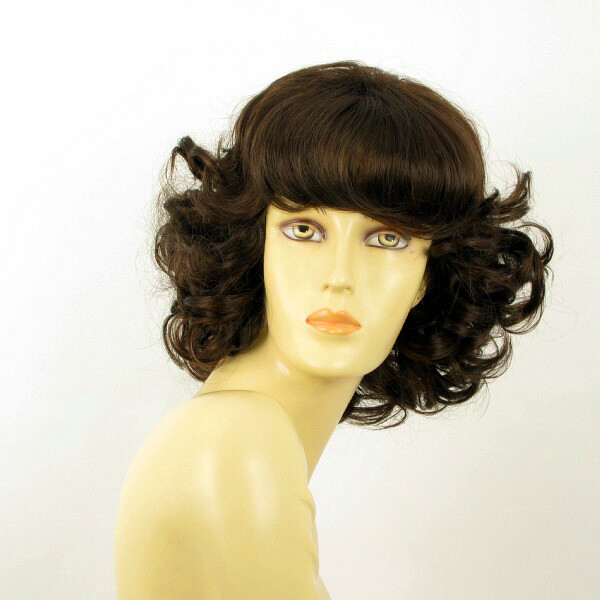 Perruque bouclée chocolat méché cuivre WHITNEY 6H30 fausse chevelure femme