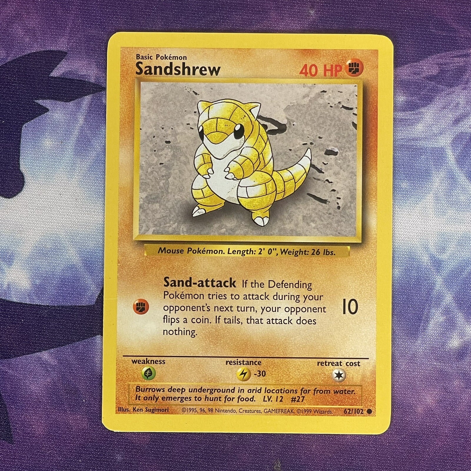 Sandshrew 62/102 Base Set 1999 Pokemon Card - MP