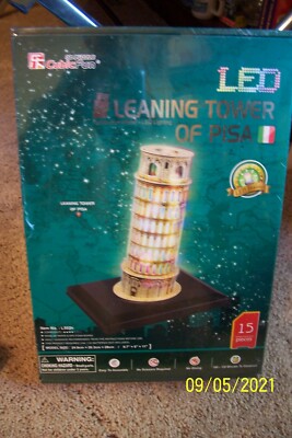 3D Cubic Fun LED Leaning Tower of Piza Model Kit - NEW - Factory Sealed