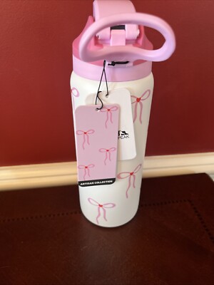 Hydrapeak Artisan Collection Pink Bows With Hearts BPA Free Water