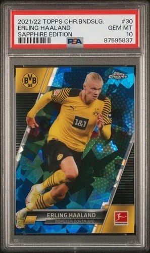 2021-22 Topps Chrome Sapphire Bundesliga #30 Erling Haaland PSA 10 GEM MINT