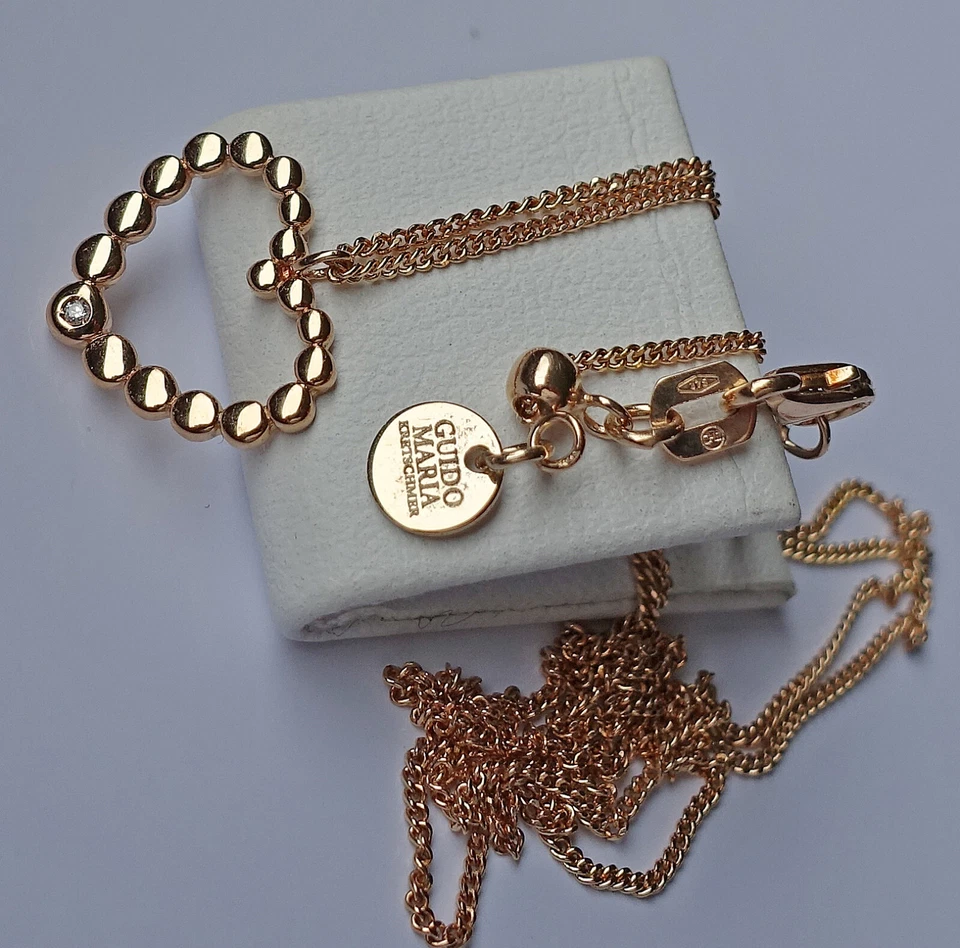 Christ Brillant Herz Anhänger mit Kette in aus 375 9kt Gold mit Diamant ♦️ 8210