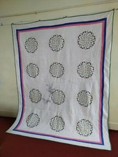 vintage fabulous patchwork Quilt stitched embroidery hand Quilted itm982