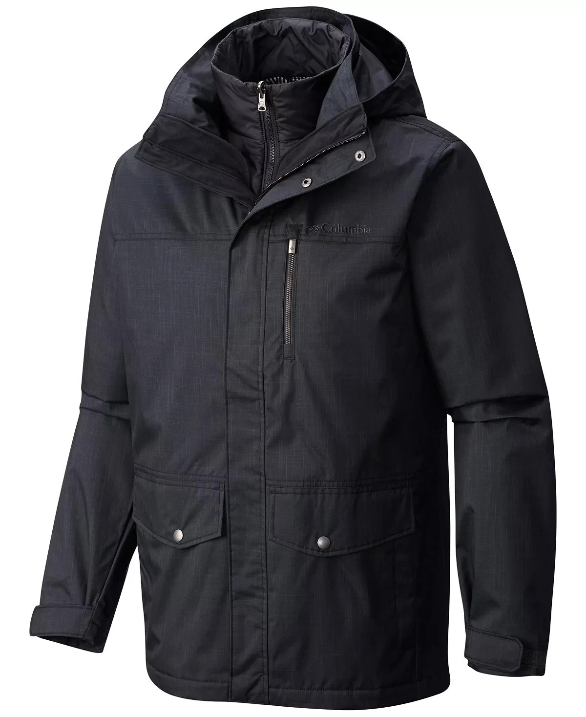 Columbia Men's Eagle's Call Thermal Coil 3-In-1 Hooded Jacket (Black, Small S)