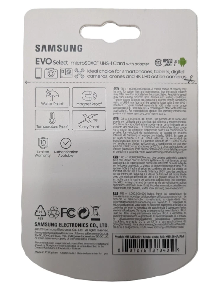 Samsung 128GB 100MB/s (U3) MicroSDXC Evo Select Memory Card with Adapter - Image 2 of 4