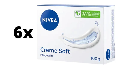 Nivea Creme Soft Care Soap Bars 6 x 100g with Almond Oil